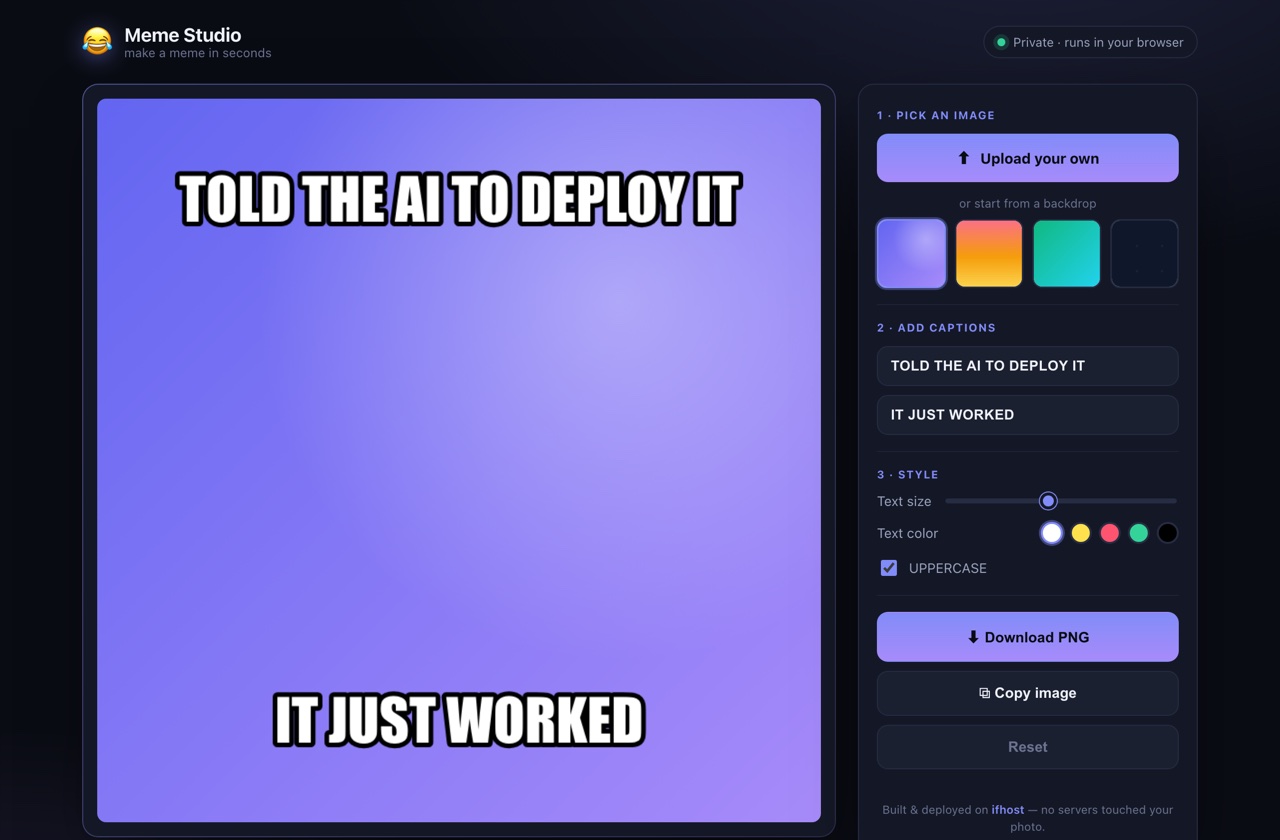 Meme generator — add captions to an image and download it