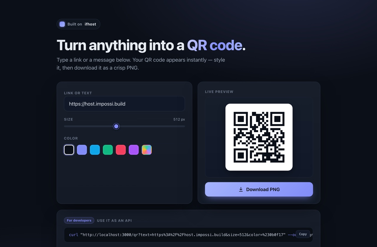 QR code generator — type a link, get a downloadable QR code